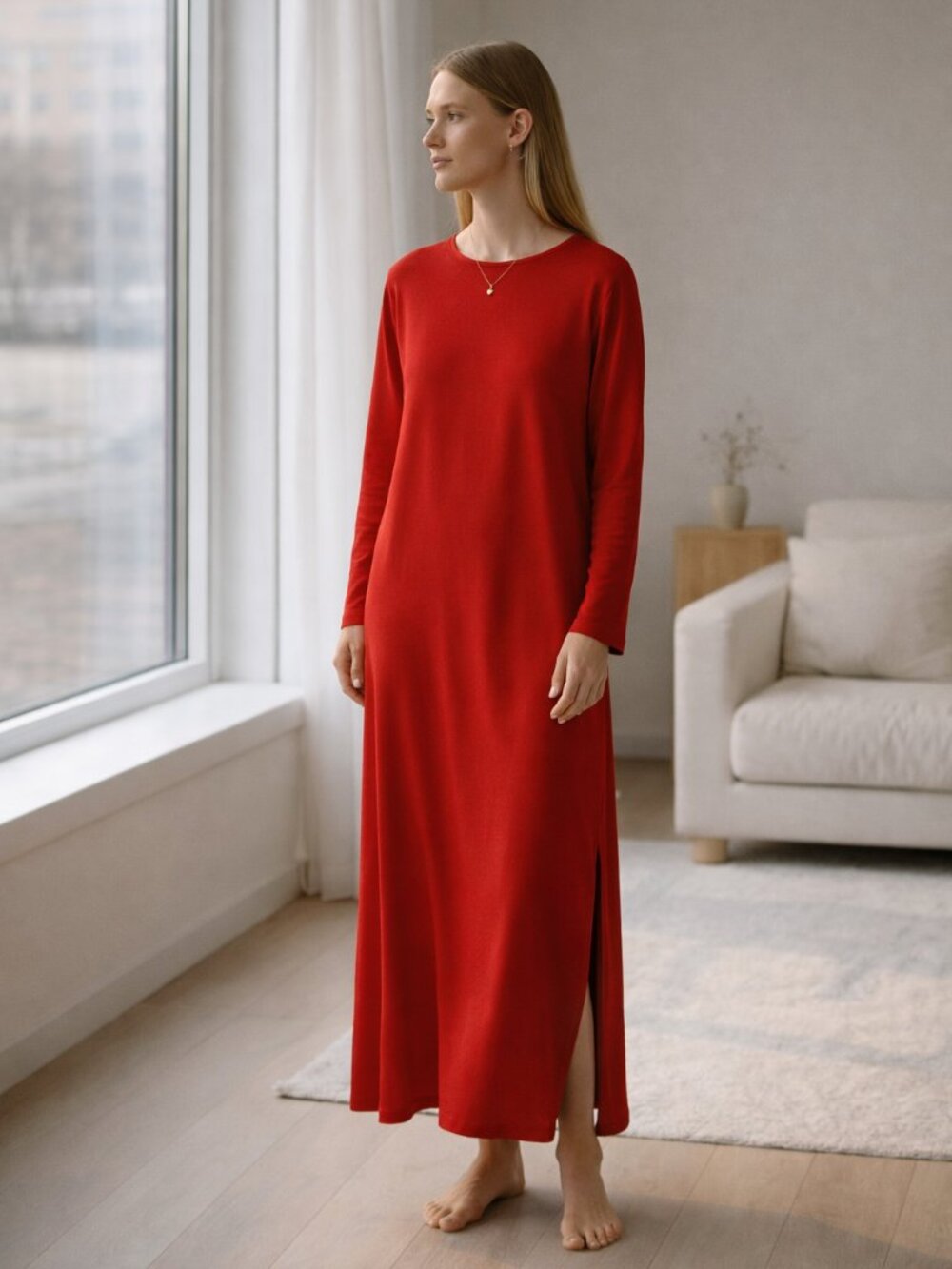 Birgitte Herskind Molly Dress Red Viscose Maxi Long Sleeve